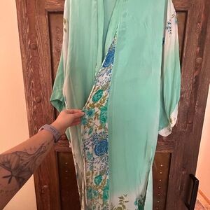 Floral Kimono in Mint Green and Blue